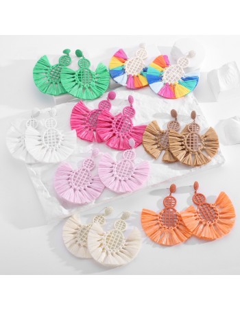 Pendientes boho chic de rafia en varios colores