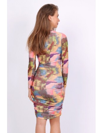 vestido tul elástico corto estampado 2