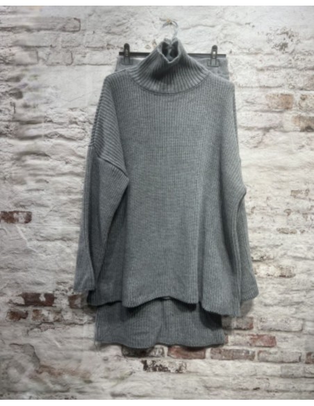 CONJUNTO JERSEY Y FALDA PUNTO GRIS