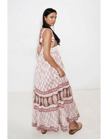 Vestido largo combinado crochet superior 2