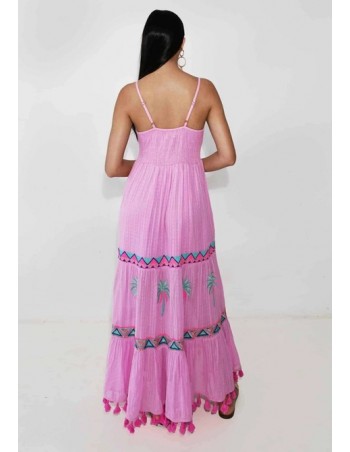 VESTIDO BOHO LARGO SASHA ROSA 2