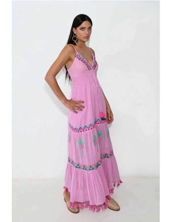VESTIDO BOHO LARGO SASHA ROSA