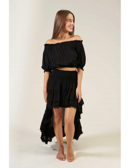 FALDA ASIMÉTRICA NEGRA BOHO