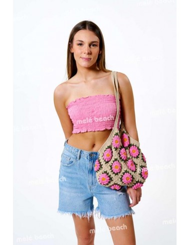 bolso de crochet flores