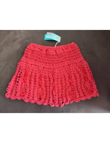 FALDA CORTA CROCHET ROJO FRESA