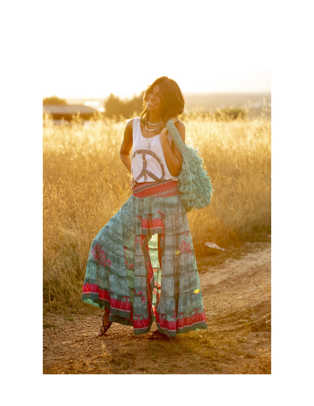 falda asimétrica boho