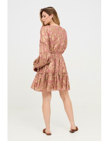 Vestido corto manga larga boho chic lurex 2